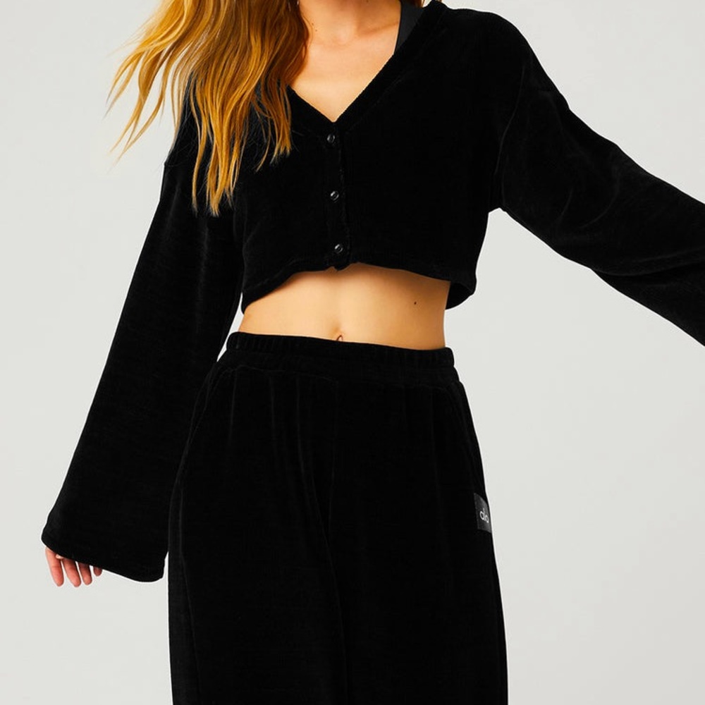 Alo Yoga Chenille Chalet Cardigan - Black/ XS